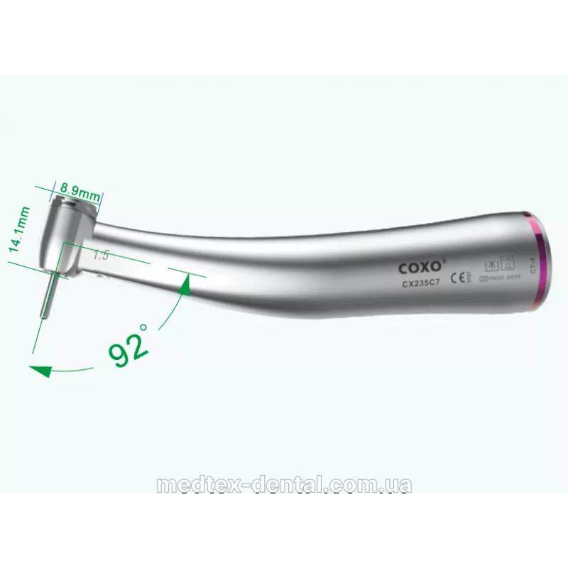 Наконечник кутовий COXO CX235 C7-4 1:5 LED з фіброоптикою, міні головка